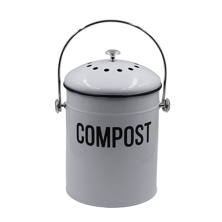 Compost Bin Stainless Steel 1.3 Gal Charcoal Filter Lid Indoor Bucket  Countertop