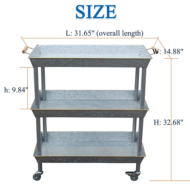 Galvanized Metal 3-Tier Storage Shelf